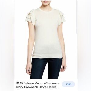 Neiman Marcus Cream Ruffle Sleeve Top